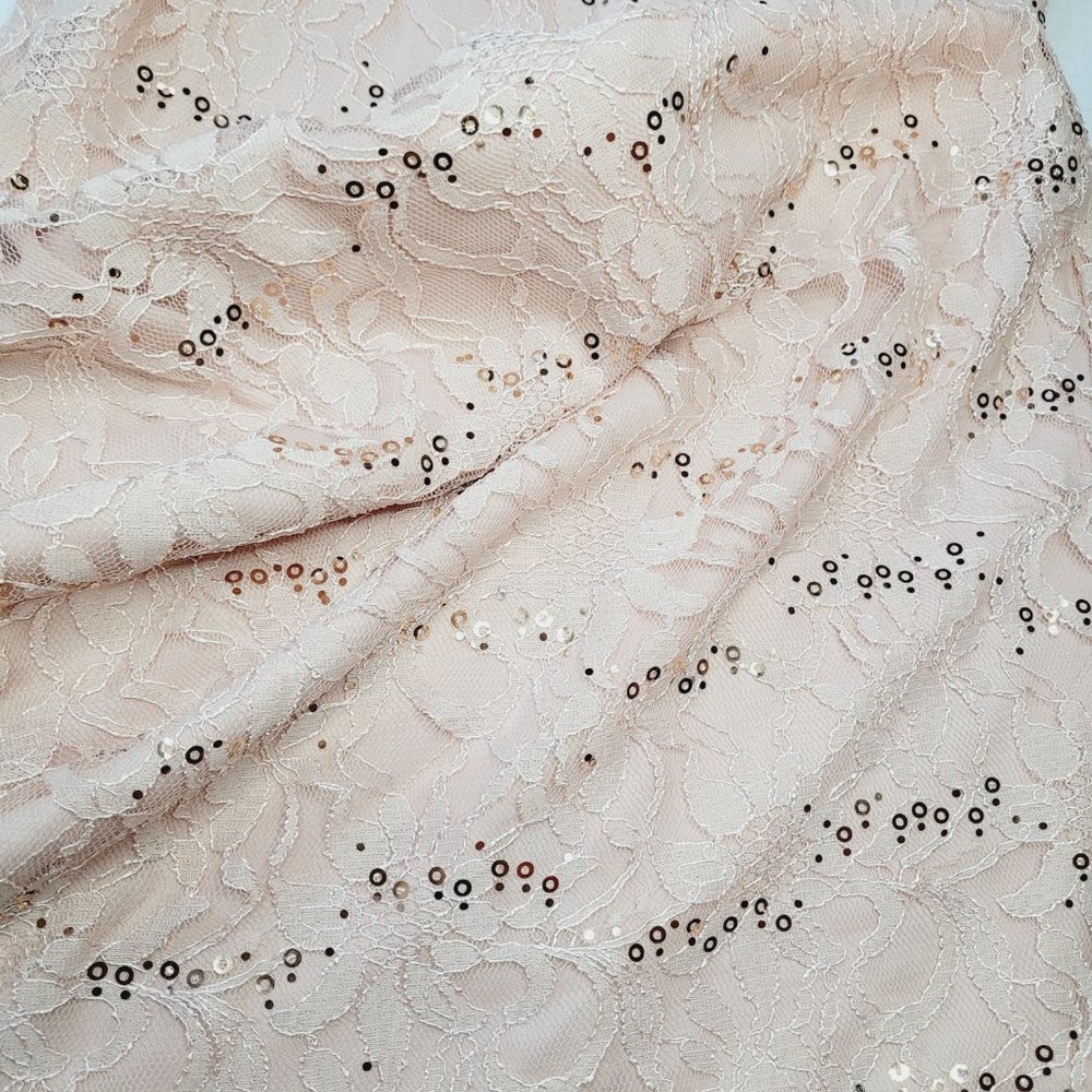 Enfocus Studios Dress Womens Sequin Lace Peach Size 4 Zipper Occasion Wedding - Picture 9 of 9